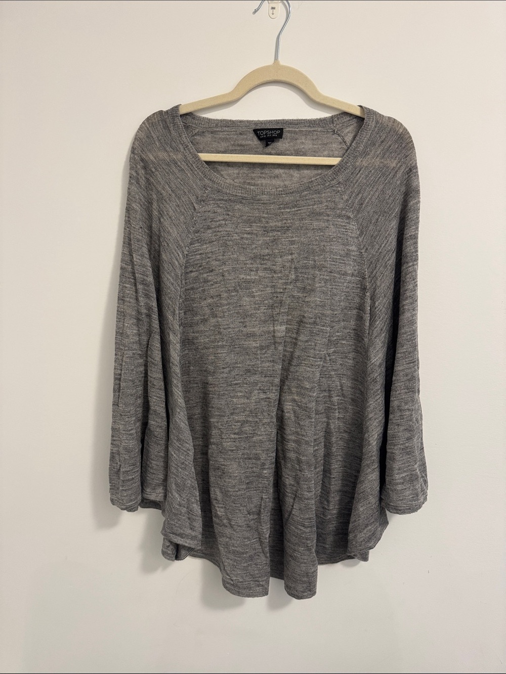 Topshop Heather Gray Scoop Neck Long Sleeve Pullover